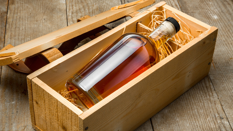 bottle of booze in box