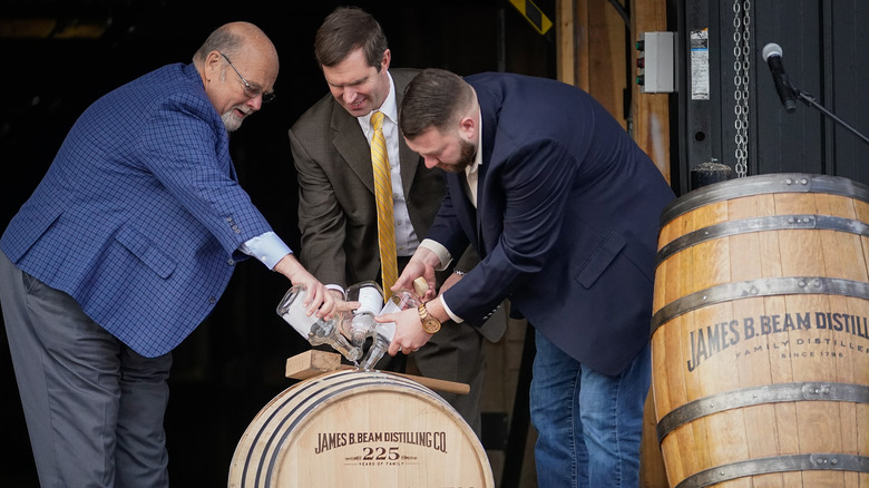 Jim Beam barrel filling