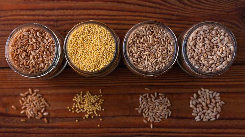 Various cereal grain jars