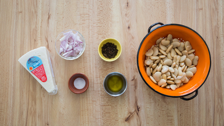 cheesy beans ingredients on table