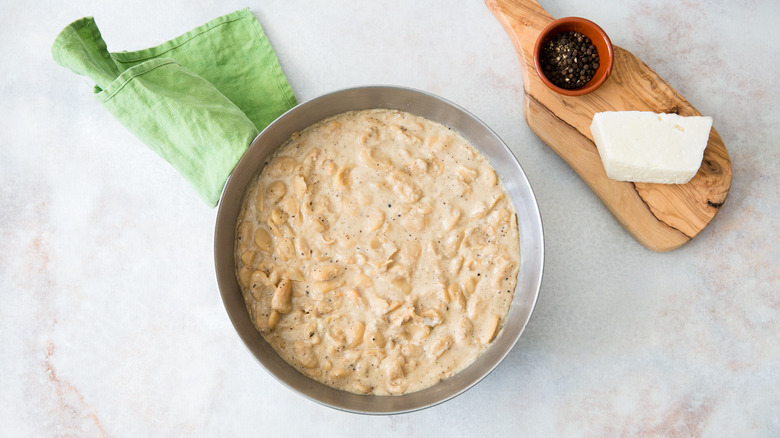 creamy bean dish on table