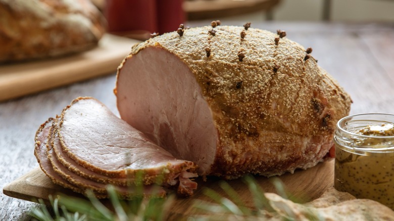 Swedish holiday ham on table 