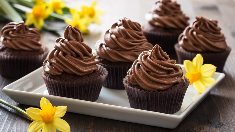 Chocolate cupcakes with buttercream frosting