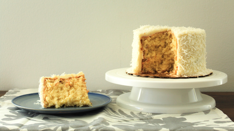 Coconut cake slice