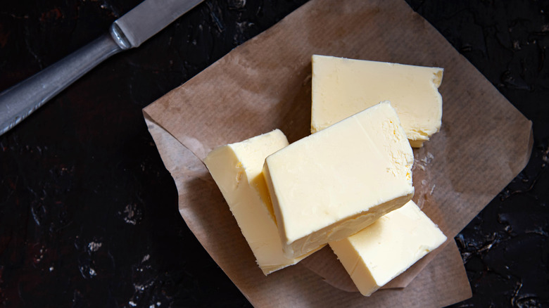 butter on parchment paper