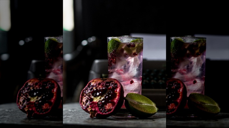 Pomegranate Spritzers with garnishes