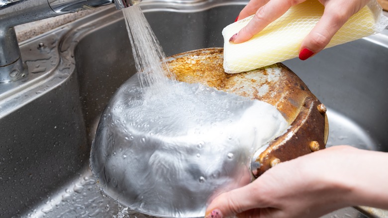Hand washing a pan