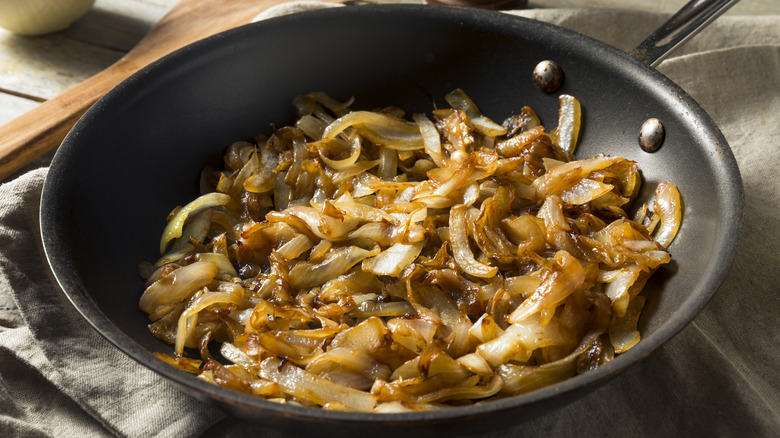 Caramelized onions in pan