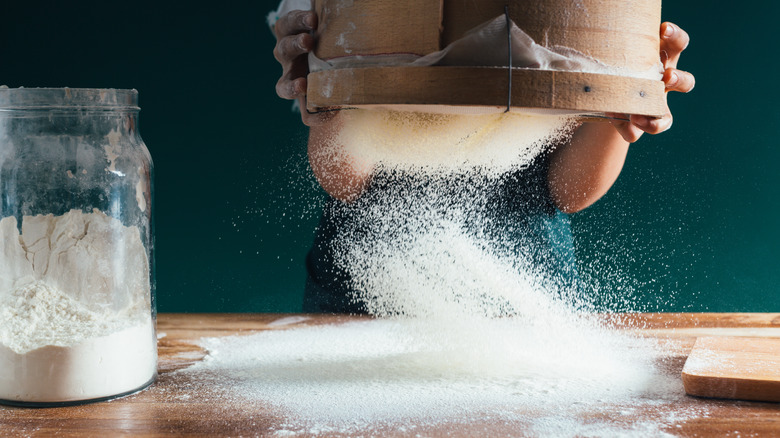 Flour being sifted