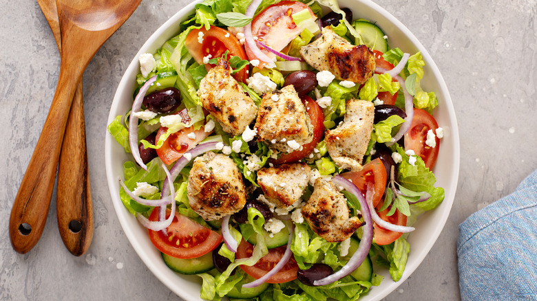 Greek salad with chicken