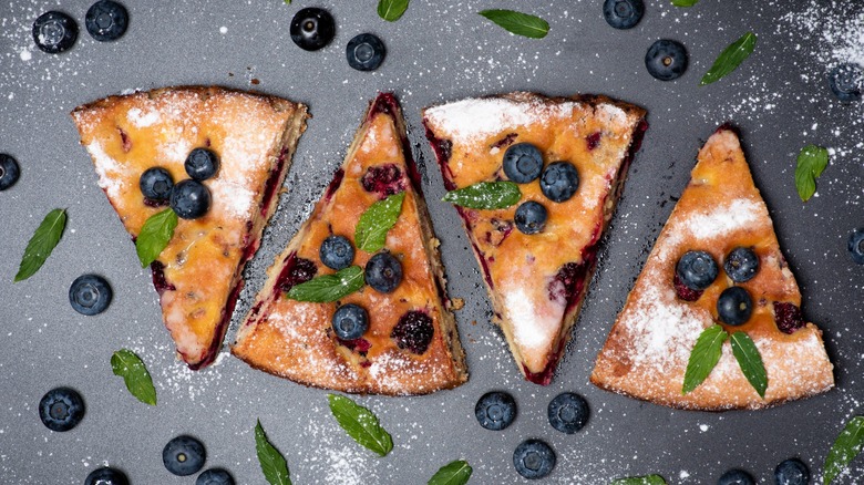 Slices of blueberry cake