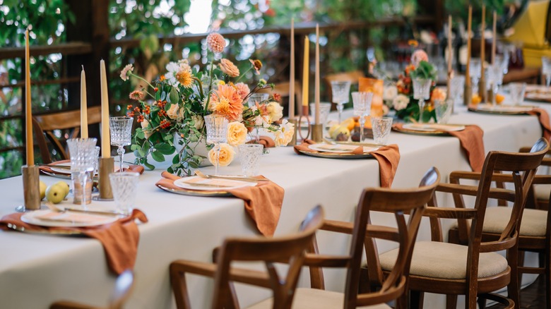 beautifully set table with flowers