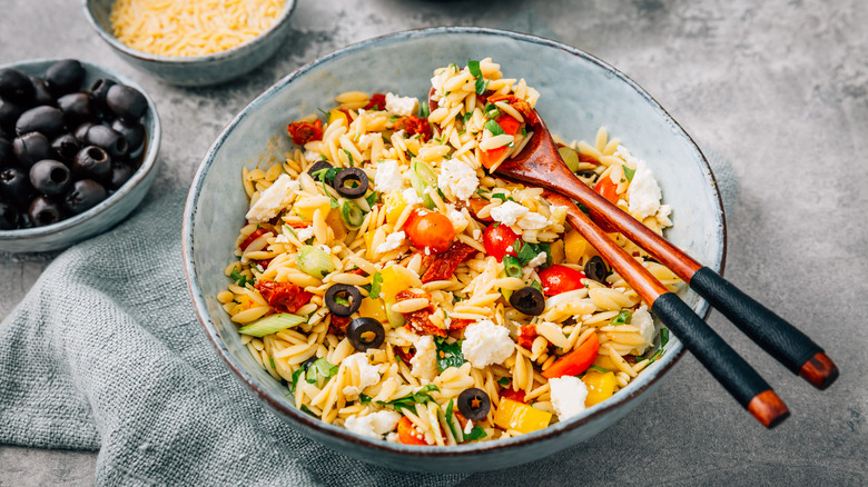 orzo with veggies and cheese