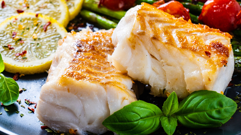 baked cod on plate