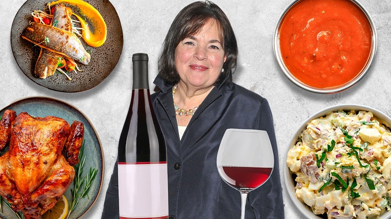 Ina Garten, dishes, and wine