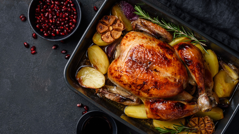 roasted chicken in sheet pan