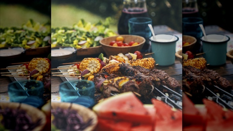 preparing food outside for barbecue