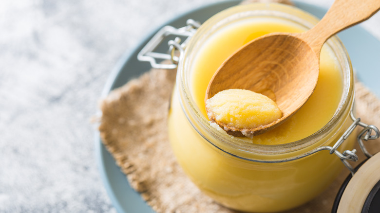 clarified butter in jar