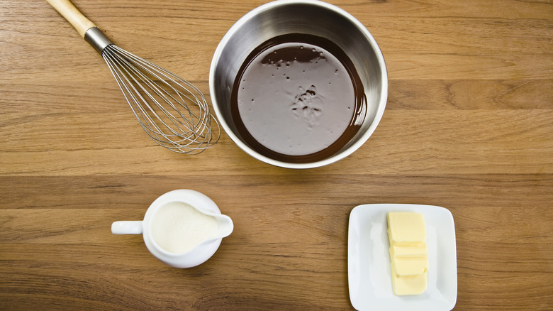 melted chocolate in bowl on table