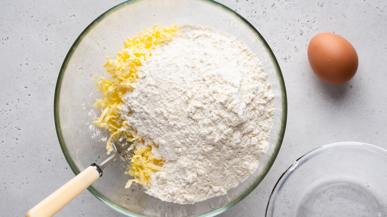 bowl of cheese and flour