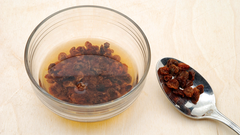 Raisins soaking in bourbon