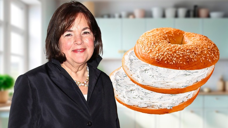 Ina Garten with three-slice bagel