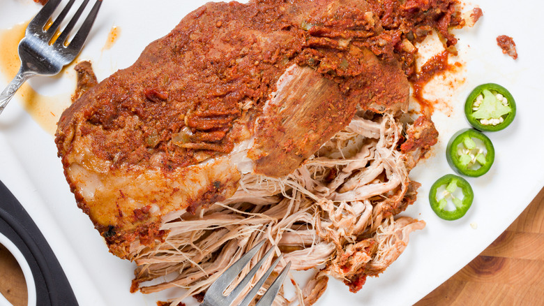 close up of shredded pork