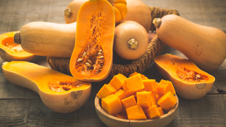 butternut squash whole and sliced