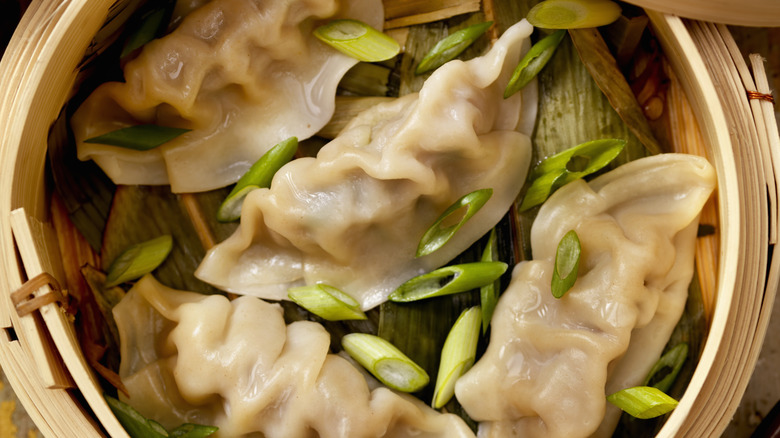 dumplings in steamer basket