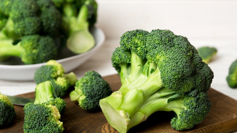 Broccoli on wood board