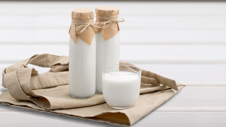 Buttermilk glass bottles 