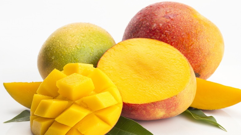 Mangoes sliced open