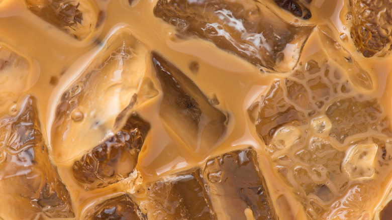 A close up of iced coffee