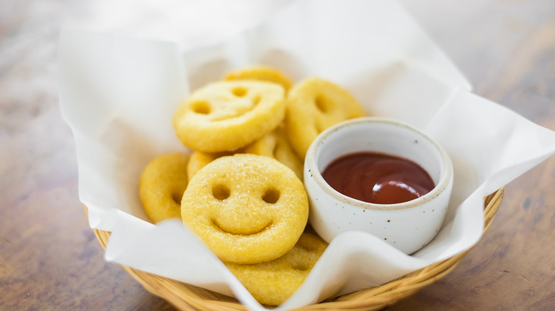 smiley fries in basket