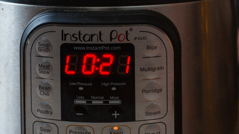 Instant pot with natural release set to 21 minutes