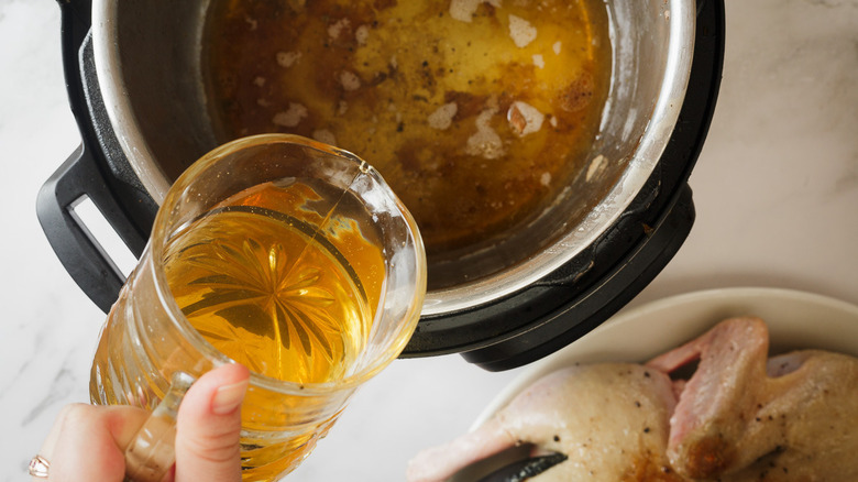 adding broth to instant pot sauce