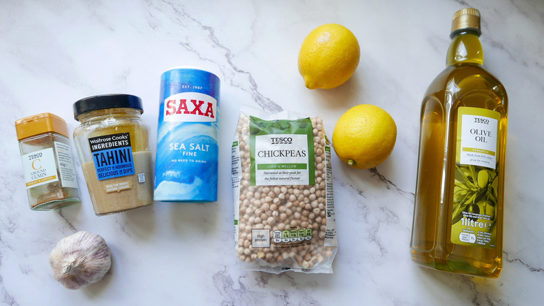 hummus ingredients on counter 