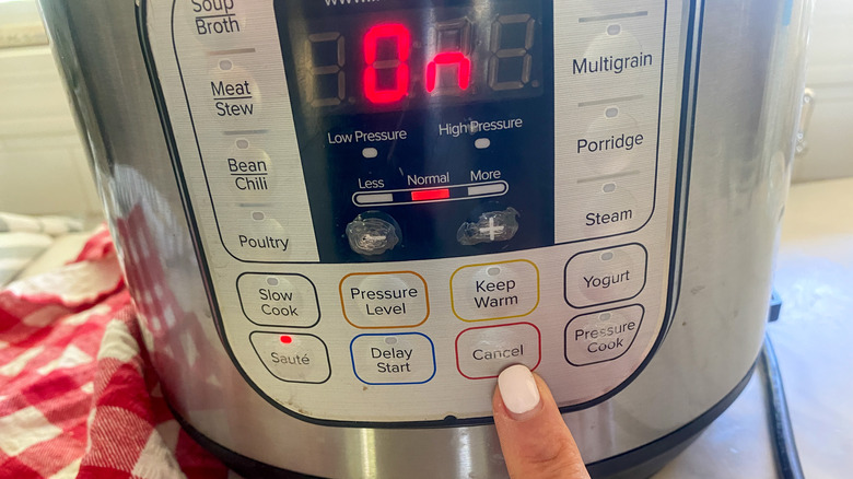 selecting cancel on instant pot