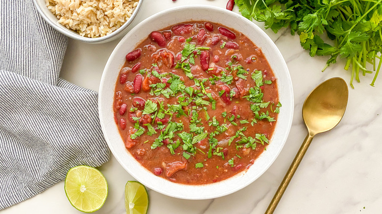 white bowl of rajma