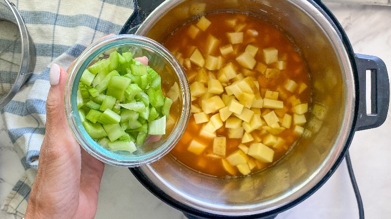 celery being added to instant pot