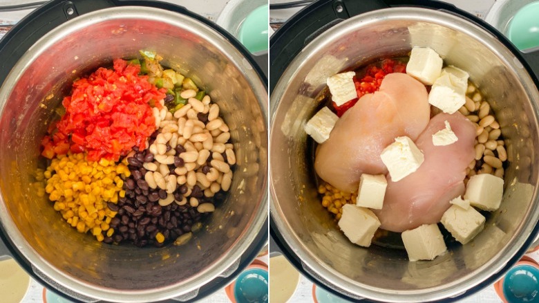 prepping the ingredients to pressure cook them