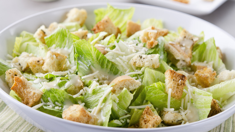 Croutons in Caesar salad