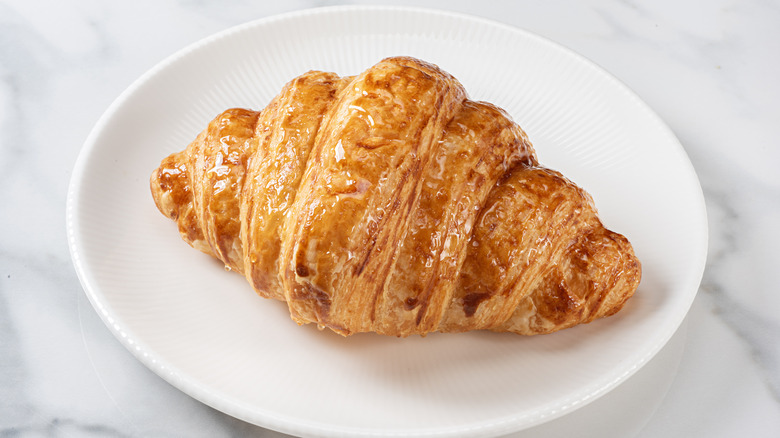 A plated butter croissant