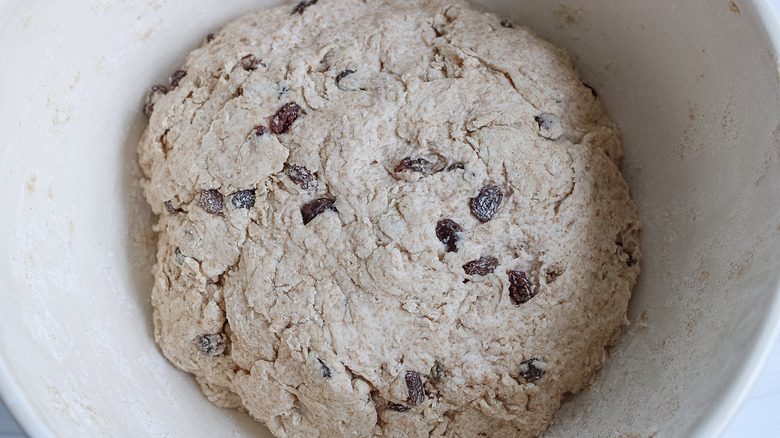 bread dough in shaggy ball