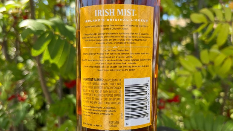 Irish Mist back label