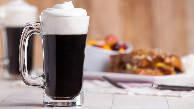 Dark Irish Coffee with whipped cream