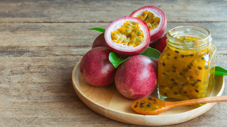 Fresh passion fruit and jam 