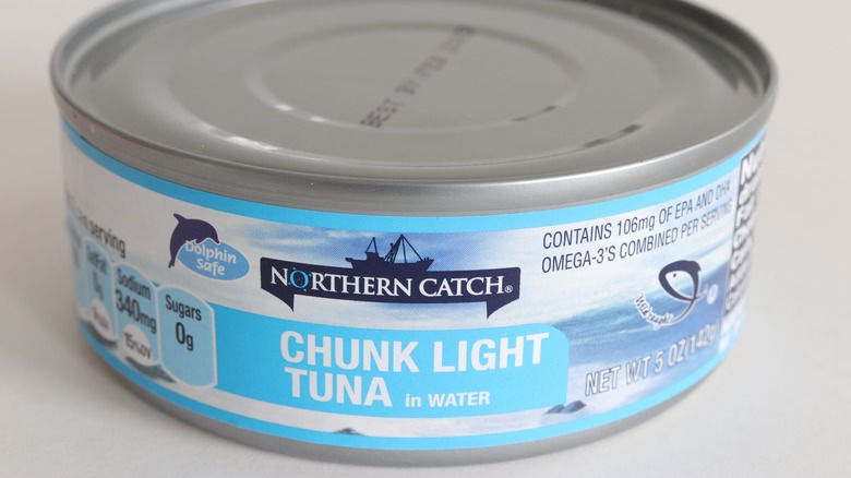 canned tuna with Dolphin Safe label