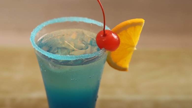 Blue Lagoon cocktail close-up