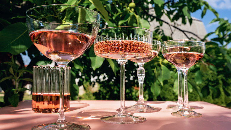 various glasses of rose wines